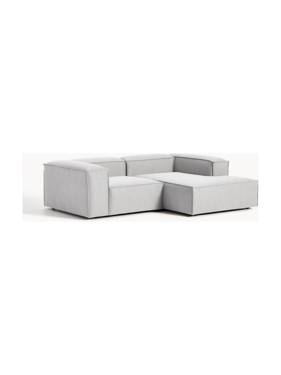 Modulares Ecksofa Lennon, Bezug: 100 % Polyester Der strap, Gestell: Massives Kiefernholz, Spe, Füße: Kunststoff Dieses Produkt, Webstoff Grau, B 238 x T 180 cm, Eckteil links