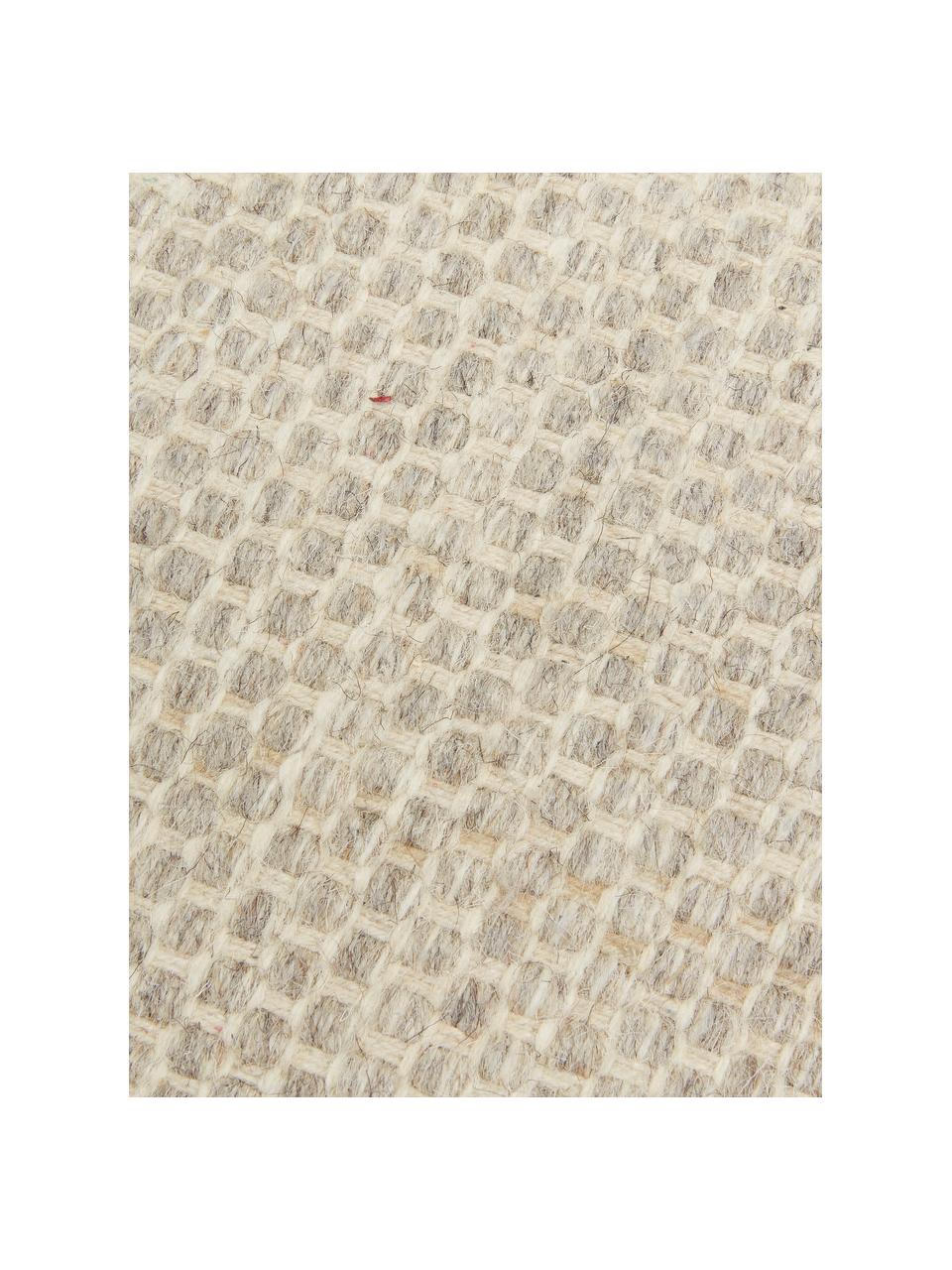 Handgewebter Wollläufer Asko in Beige/Hellgrau, meliert, Flor: 90% Wolle, 10% Baumwolle, Beige, Hellgrau, 80 x 250 cm