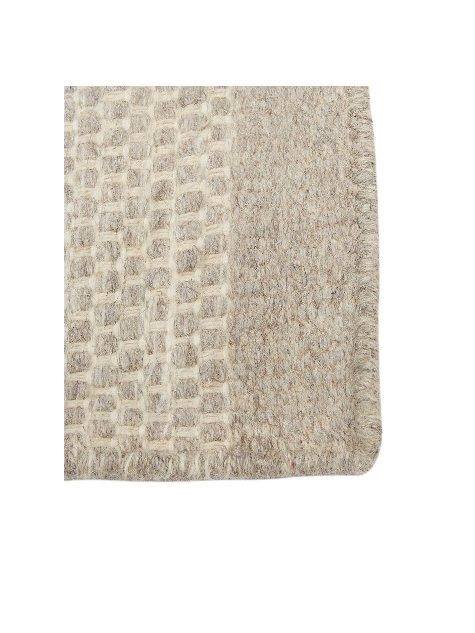 Tapis de couloir laine tissé main Asko, Beige, gris clair, larg. 80 x long. 250 cm