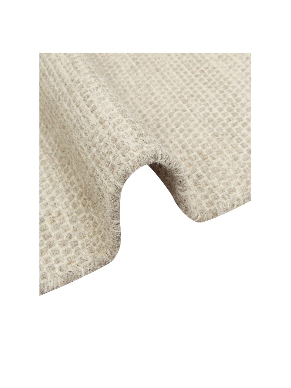 Passatoia in lana color beige/grigio chiaro maculato tessuta a mano Asko, Retro: cotone Nel caso delle pas, Beige, grigio chiaro, Larg. 80 x Lung. 250 cm