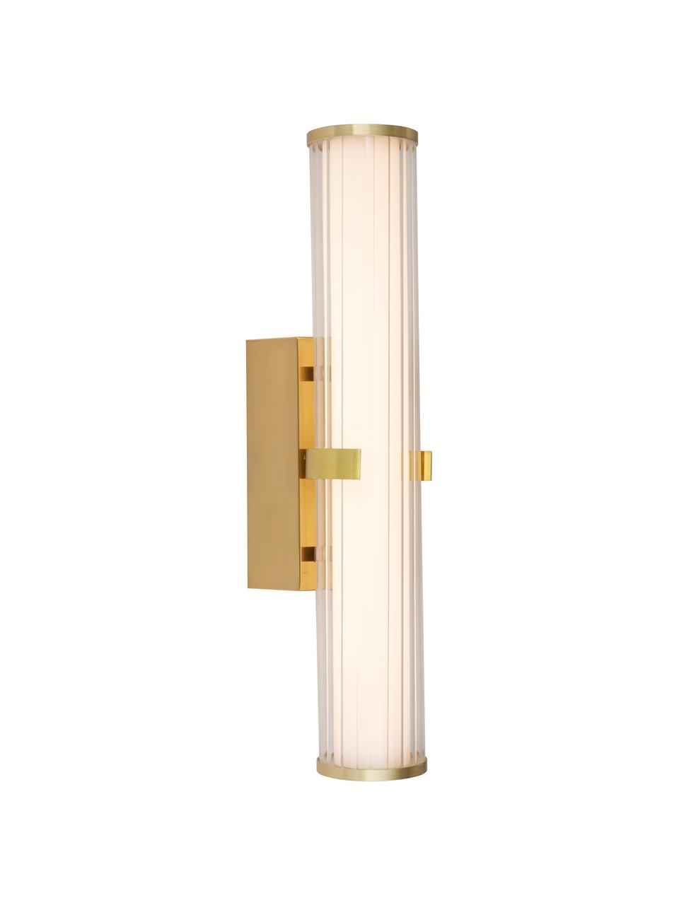 Aplique de baño LED de vidrio opalino Clamp, Pantalla: vidrio opalino, Dorado, blanco, An 9 x F 14 cm