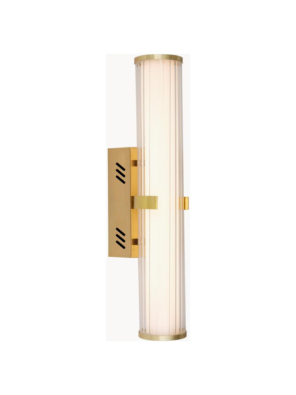 Nástenné LED svietidlo do kúpeľne z opálového skla Clamp, Odtiene zlatej, biela, Š 9 x V 14 cm