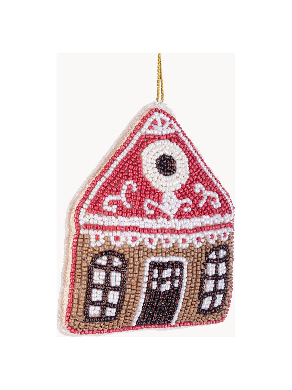 Décoration de sapin de Noël Hut, Plastique, feutre, Blanc, rouge, brun foncé, larg. 9 x haut. 11 cm