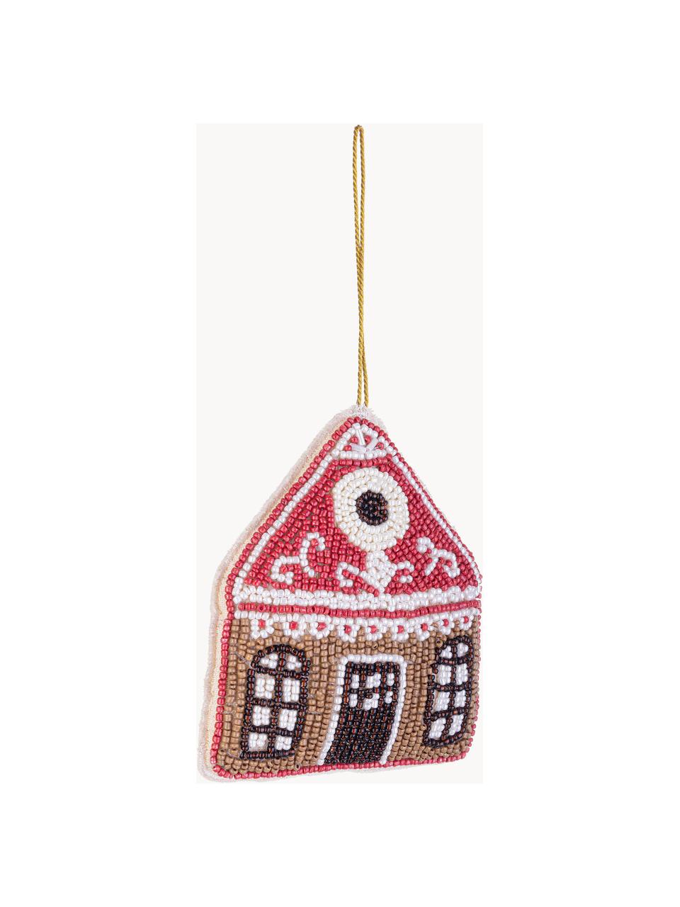 Décoration de sapin de Noël Hut, Plastique, feutre, Blanc, rouge, brun foncé, larg. 9 x haut. 11 cm