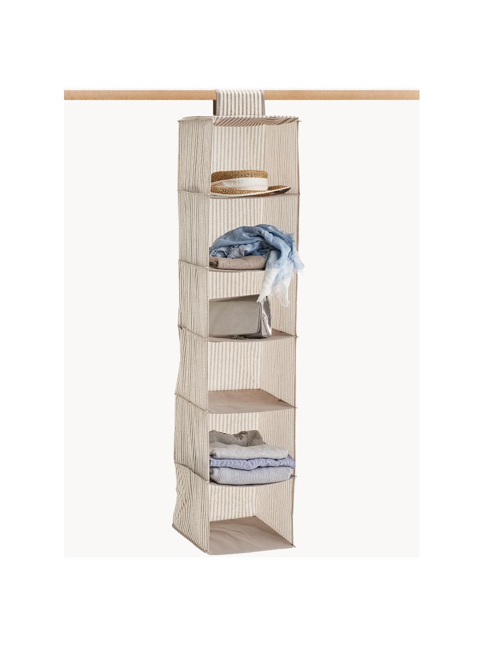 Hängender Schrank-Organizer Stripes, 100 % Polypropylen (Vlies), Pappe, Beige, Cremeweiß, B 30 x H 129 cm