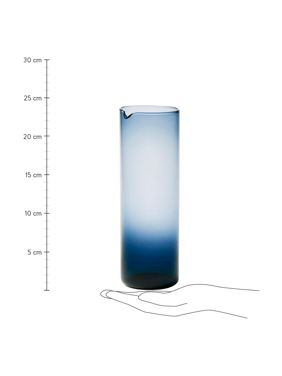 Carafe en verre soufflé bleu Bloom, 1 l, Verre, soufflé bouche, Bleu, Ø 8 x haut. 24 cm, 1 l