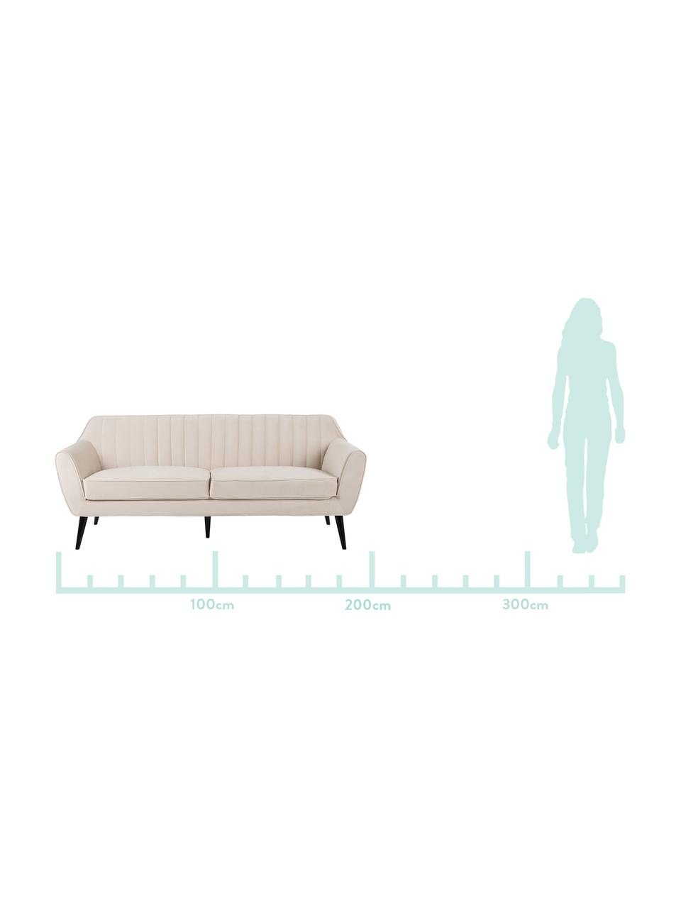 Sofa z aksamitu z drewnianymi nogami Weaver (3-osobowa), Tapicerka: 100% aksamit poliestrowy, Nogi: drewno kauczukowe ​​, Beżowy, S 196 x G 85 cm