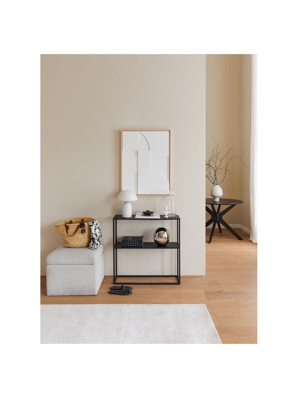 Buklé taburetka s úložným priestorom Winou, Buklé krémovobiela, Š 50 x V 48 cm