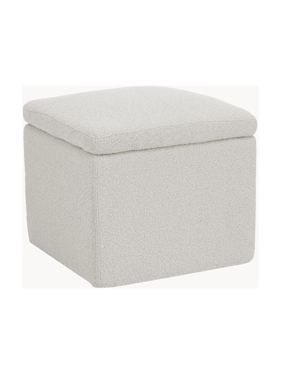 Bouclé-Hocker Winou mit Stauraum, Bezug: 100% Polyester Der hochwe, Korpus: Sperrholz, Metall, Bouclé Off White, B 50 x H 48 cm