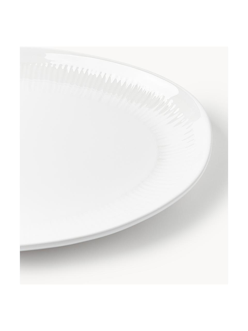 Velký servírovací talíř s jemnými drážkami Kinsley, Keramika, Bílá, Š 41 cm, H 29 cm