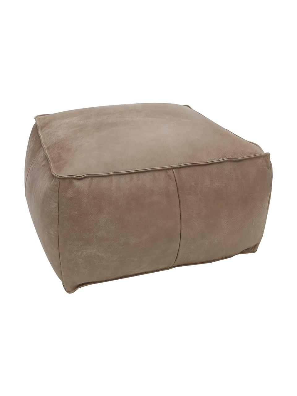 Pouf en cuir Porthos, Brun