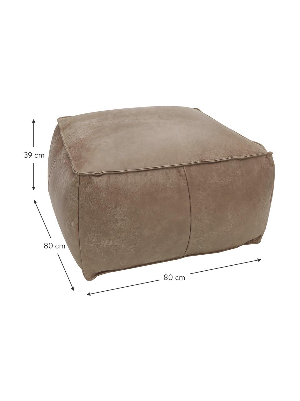 Pouf en cuir Porthos, Brun