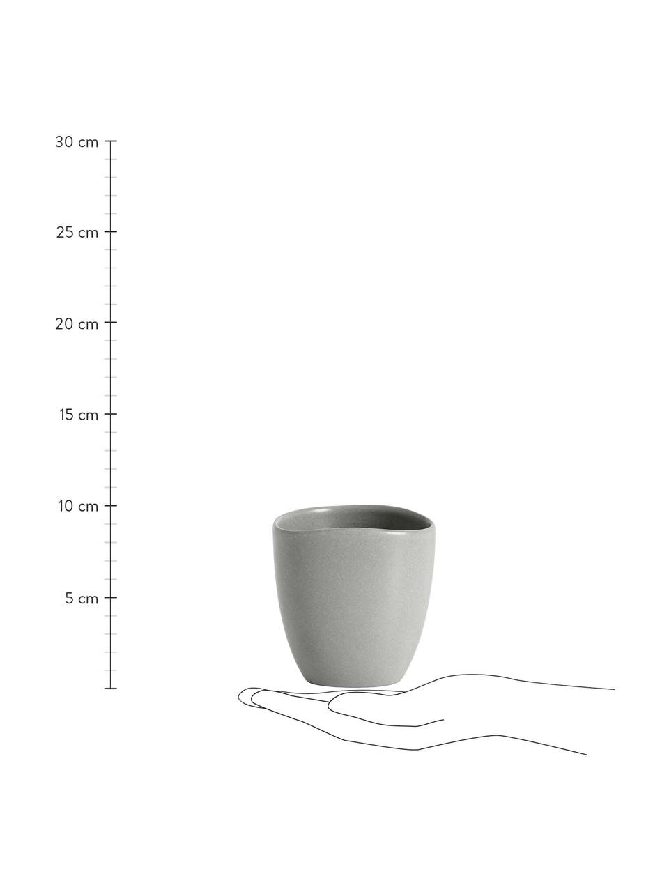 Keramische bekers Refine mat grijs in organische vorm, 4 stuks, Keramiek, Grijs, Ø 9 x H 9 cm