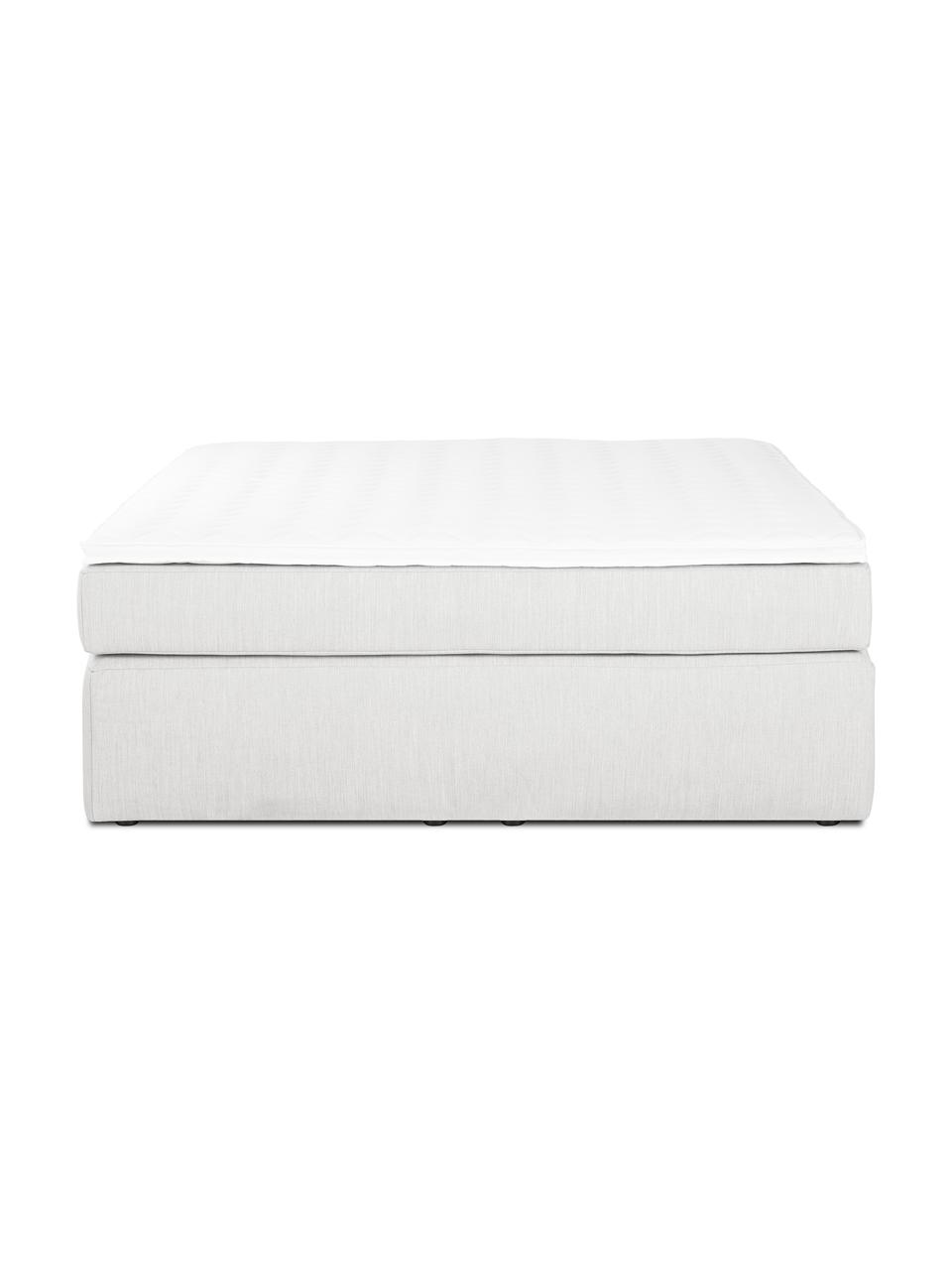 Boxspringbett Enya, Matratze: 5-Zonen-Taschenfederkern, Füße: Kunststoff, Webstoff Hellgrau, B 140 x L 200 cm, Härtegrad H3
