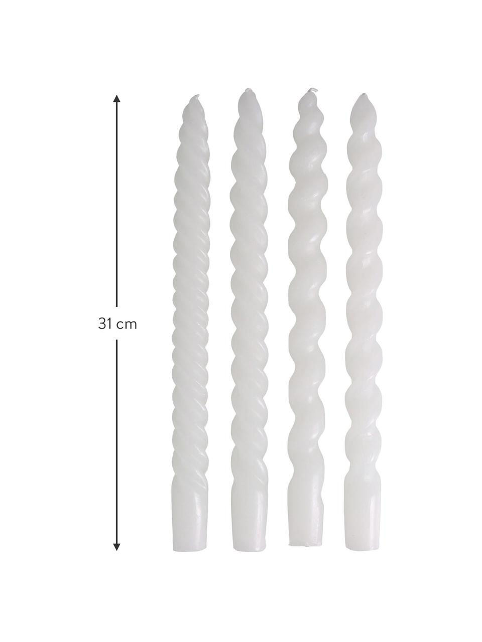 Stabkerzen Spiral, 4 Stück, Wachs, Weiß, Ø 2,5 x H 31 cm