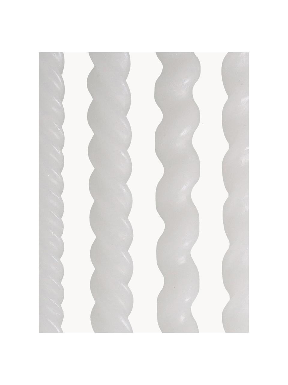 Set 4 candele bastoncino Spiral, Cera, Bianco, Alt. 31 cm