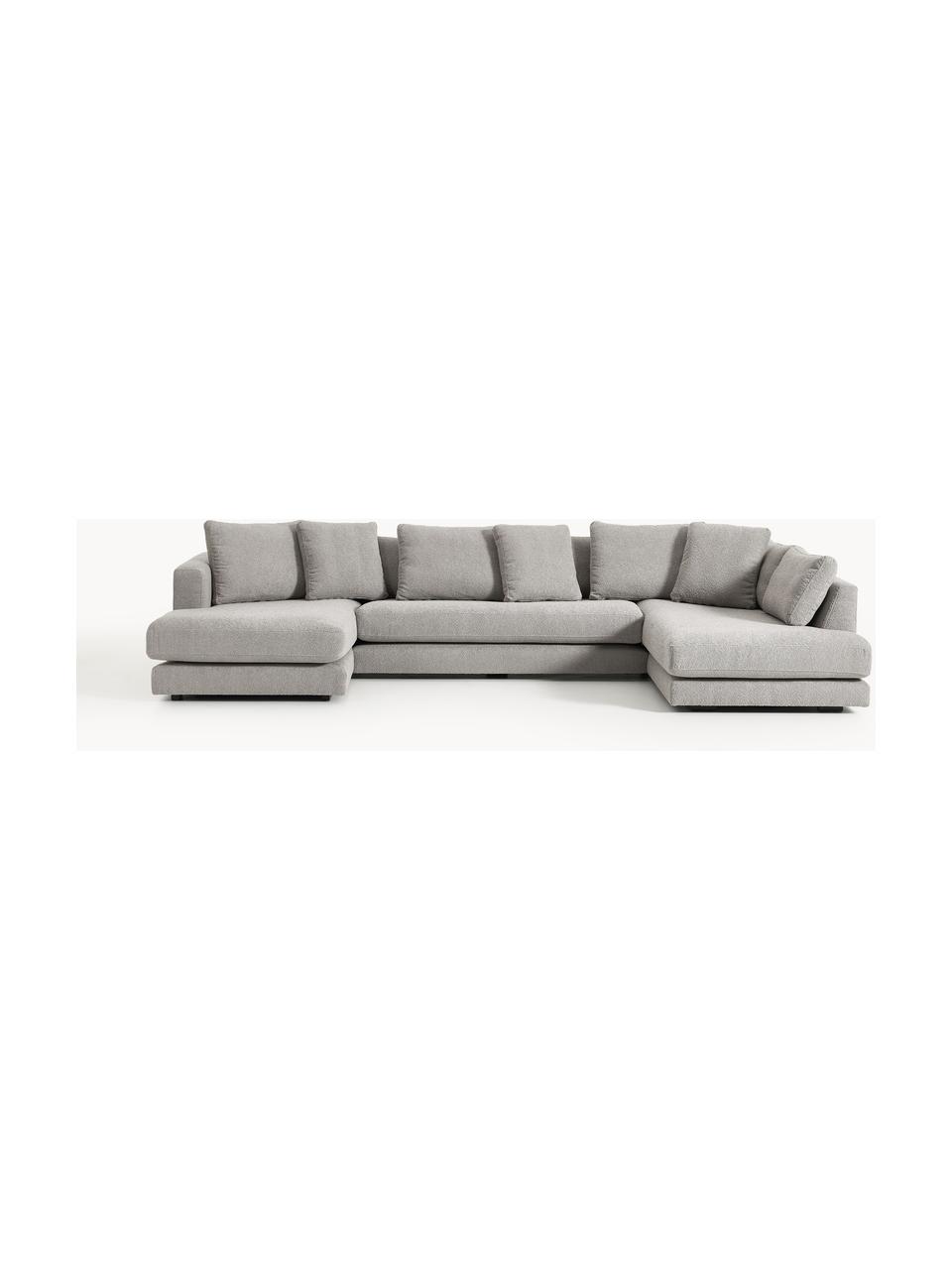 Sofa Bouclé Tribeca, Tapicerka: Bouclé (93% poliester, 6%, Stelaż: drewno bukowe, drewno sos, Nogi: drewno sosnowe Ten produk, Szary Bouclé, S 356 x G 192 cm, lewostronna