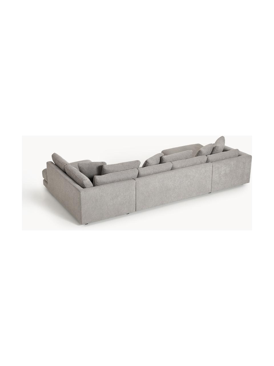 Sofa Bouclé Tribeca, Tapicerka: Bouclé (93% poliester, 6%, Stelaż: drewno bukowe, drewno sos, Nogi: drewno sosnowe Ten produk, Szary Bouclé, S 356 x G 192 cm, lewostronna