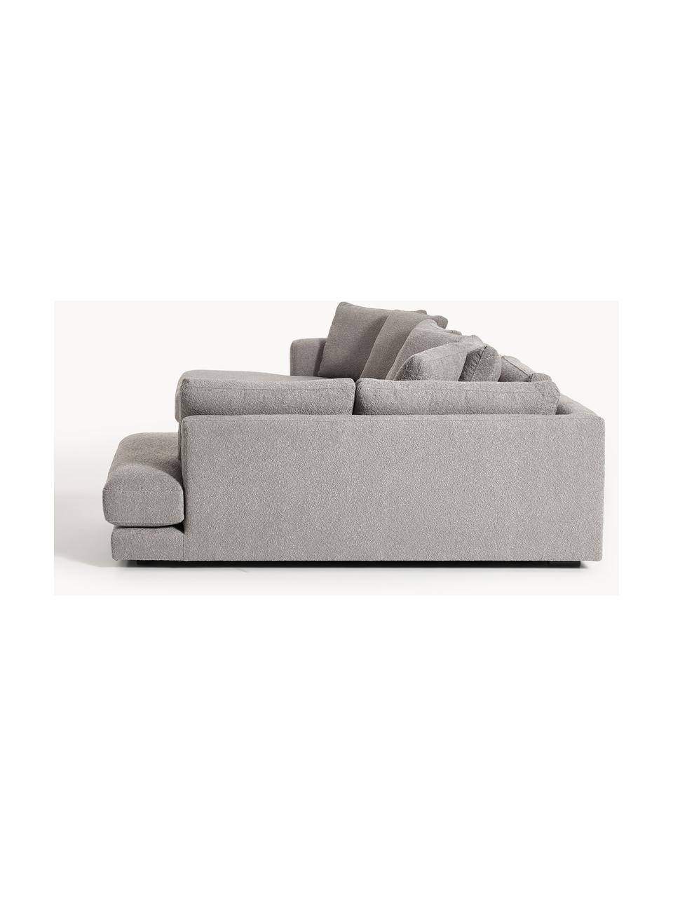 Sofa Bouclé Tribeca, Tapicerka: Bouclé (93% poliester, 6%, Stelaż: drewno bukowe, drewno sos, Nogi: drewno sosnowe Ten produk, Szary Bouclé, S 356 x G 192 cm, lewostronna