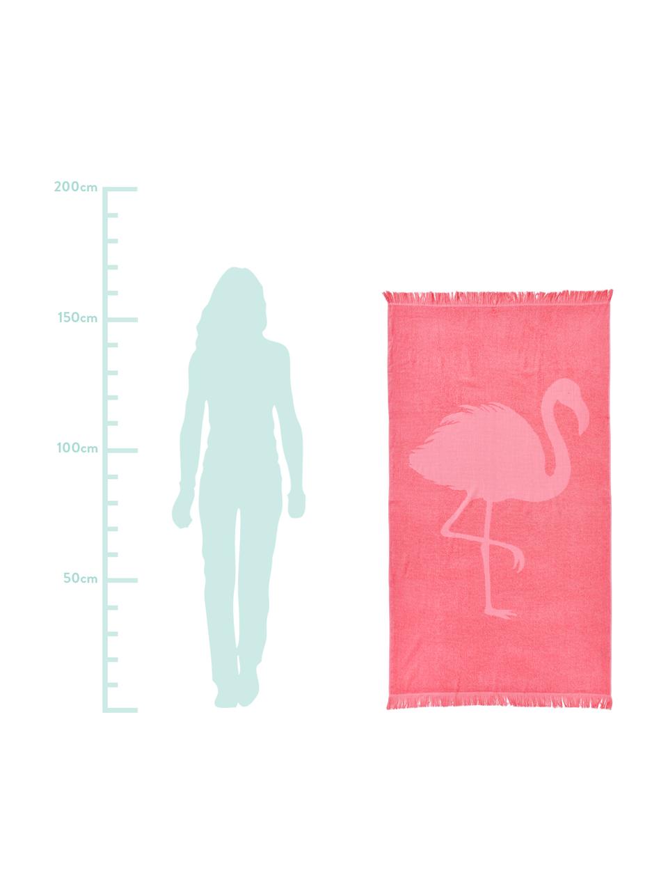 Telo mare in cotone Capri Flamingo, Rosa, Larg. 90 x Lung. 160 cm