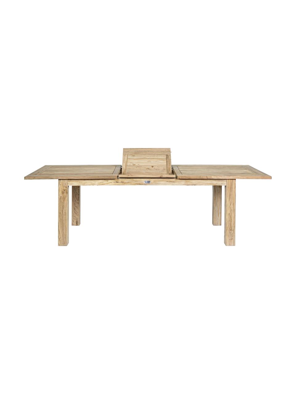 Uitschuifbare tuintafel Montevideo van gerecycled teakhout, 200 - 260 x D 100 cm, Tafelblad: Gerecycled teak, FSC®-gec, Poten: massief hout Metalen elem, Lichtbruin, B 200 tot 260 x D 100 cm