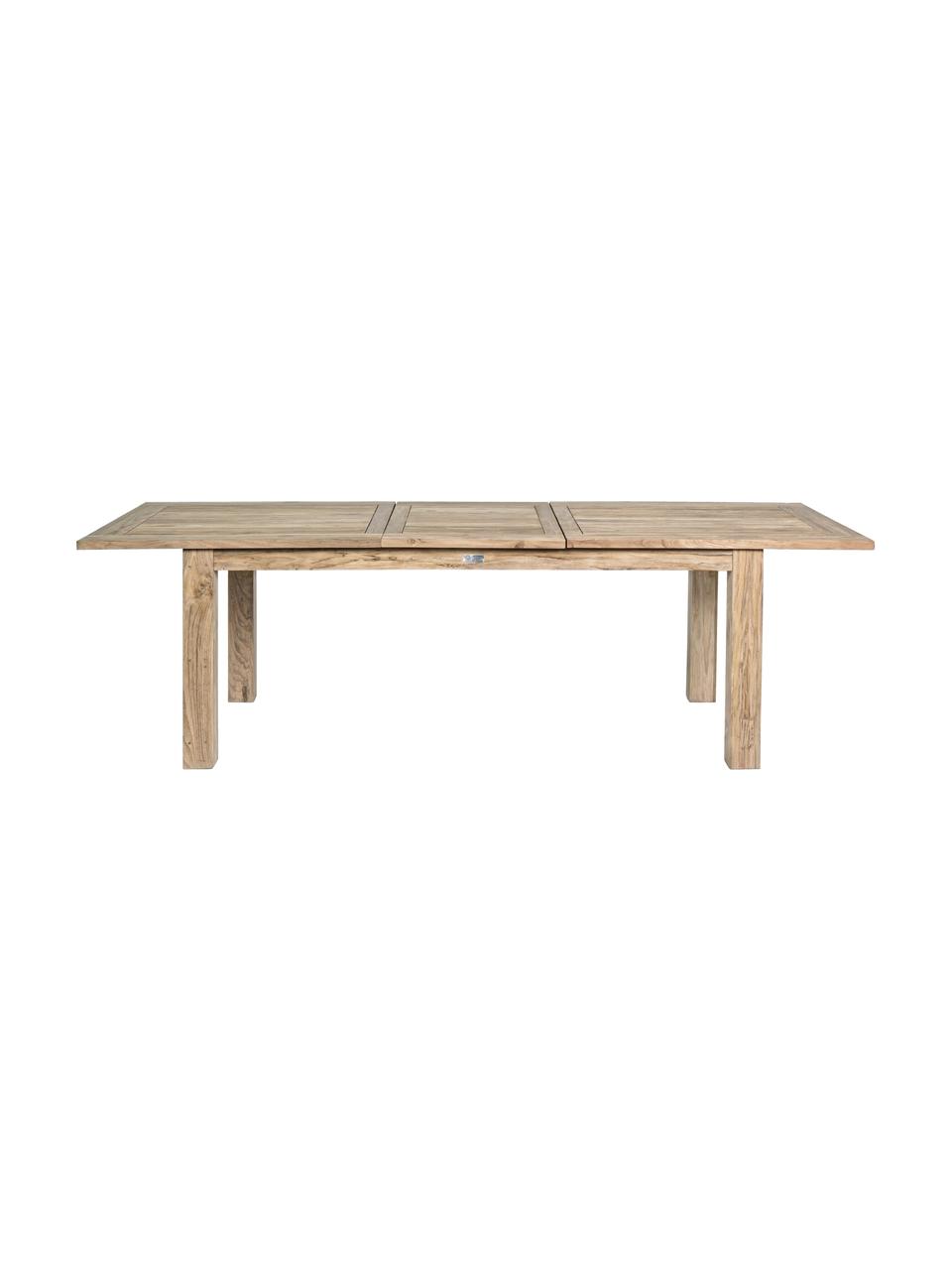 Uitschuifbare tuintafel Montevideo van gerecycled teakhout, 200 - 260 x D 100 cm, Tafelblad: Gerecycled teak, FSC®-gec, Poten: massief hout Metalen elem, Lichtbruin, B 200 tot 260 x D 100 cm