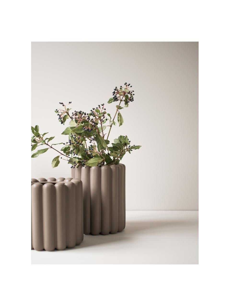 Cache-pot Mist, larg. 23 cm, Céramique, Taupe, mat, Ø 19 x haut. 23 cm