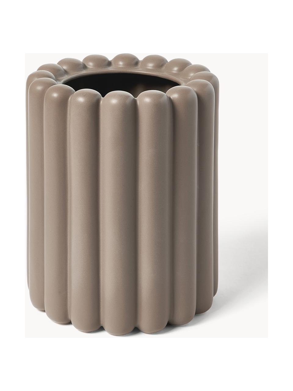 Cache-pot Mist, larg. 23 cm, Céramique, Taupe, mat, Ø 19 x haut. 23 cm