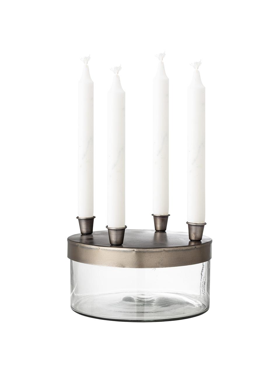 Kerzenhalter Juvena aus Glas, Glas, Metall, Transparent, Braun, Ø 21 x H 13 cm