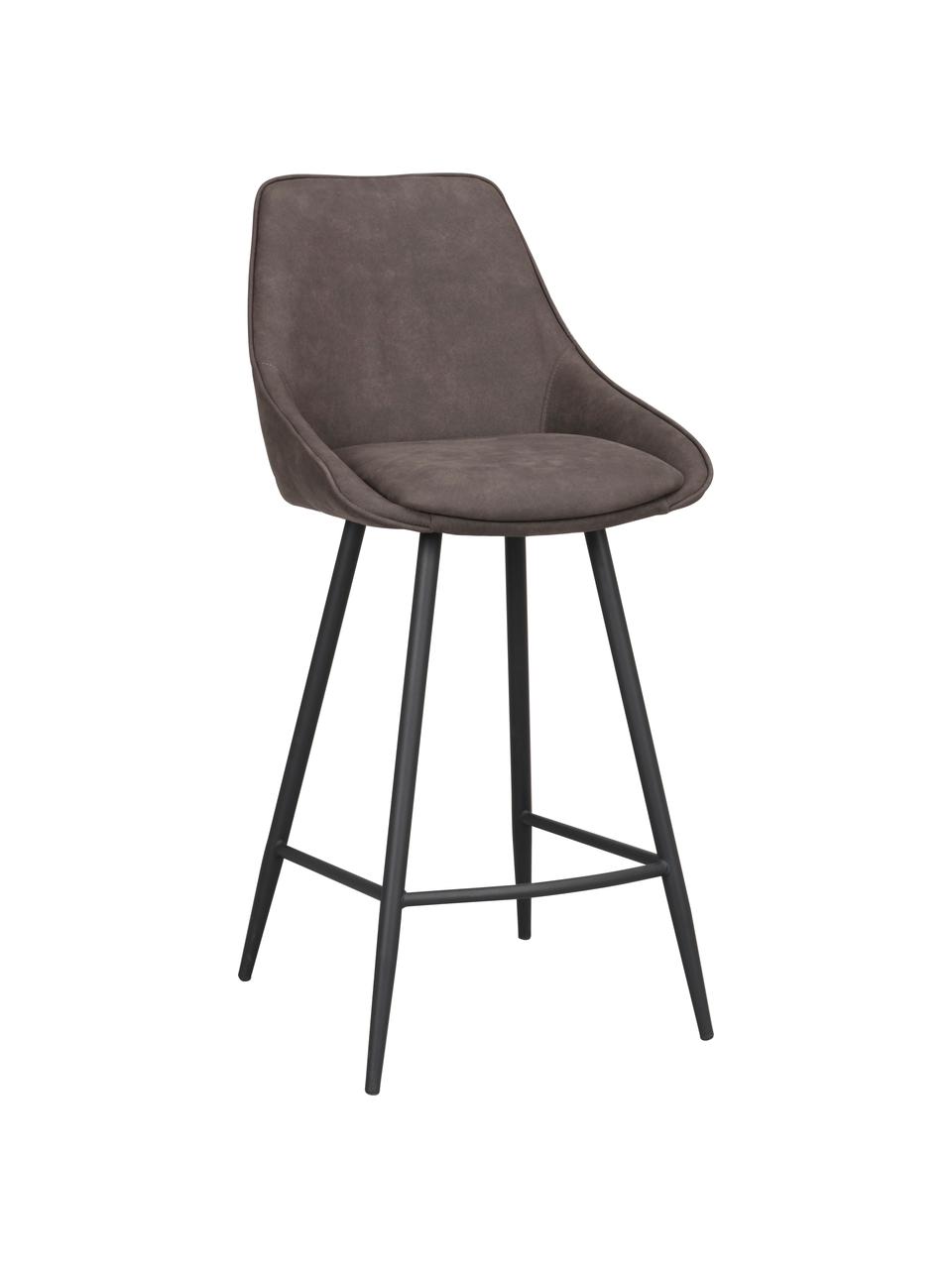 Sametová barová židle s kovovými nohami Sierra, Tmavě hnědá, Š 46 cm, V 97 cm