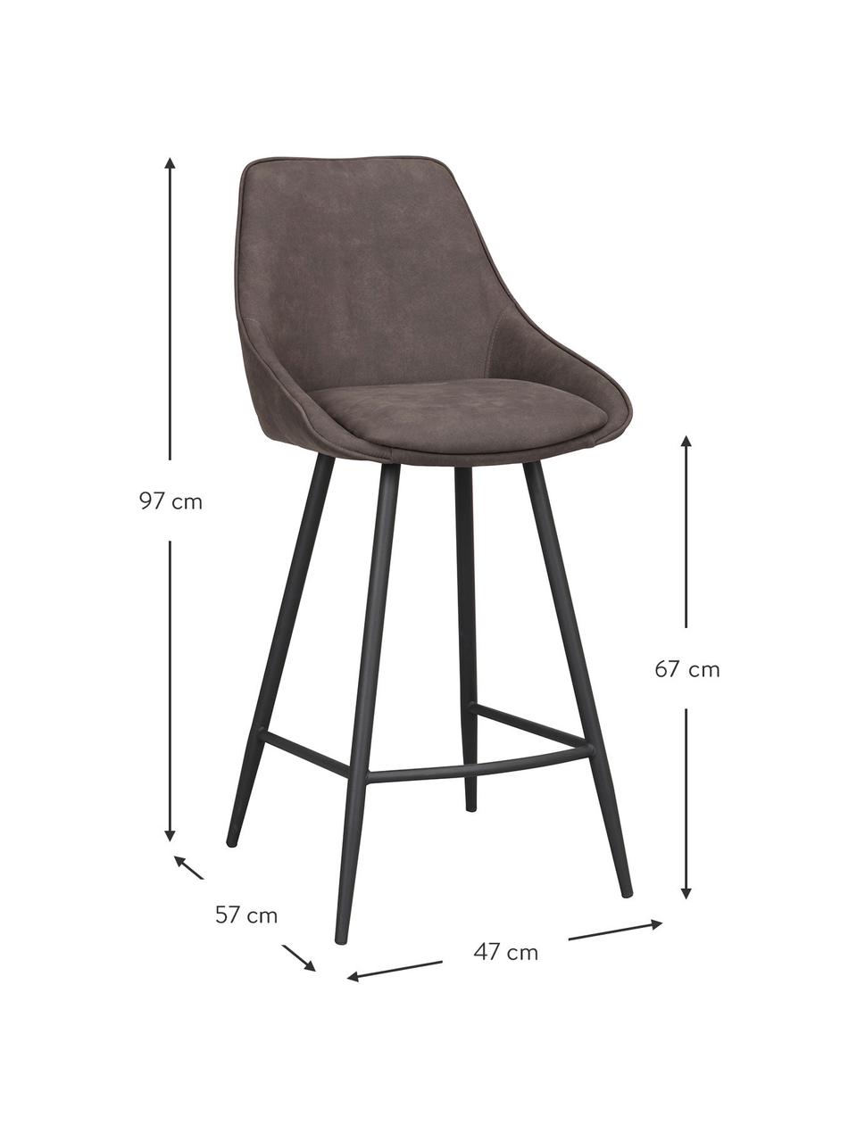 Tabouret de bar en velours Sierra, Velours brun foncé, larg. 46 x haut. 97 cm