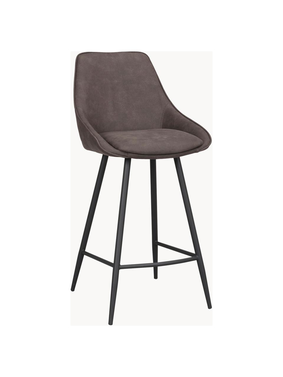 Samt-Thekenhocker Sierra mit Metall-Beinen, Bezug: 100 % Polyester (Samt) De, Gestell: Holz, FSC-zertifiziert, Beine: Metall, pulverbeschichtet, Samt Dunkelbraun, B 46 x H 97 cm