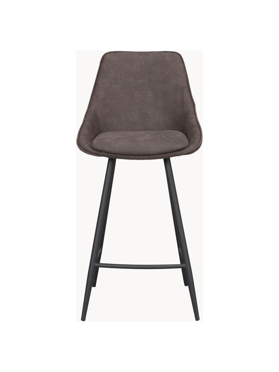 Samt-Thekenstuhl Sierra, Bezug: 100 % Polyester (Samt) De, Gestell: Holz, Beine: Metall, pulverbeschichtet, Samt Taupe, Schwarz, B 47 x H 97 cm