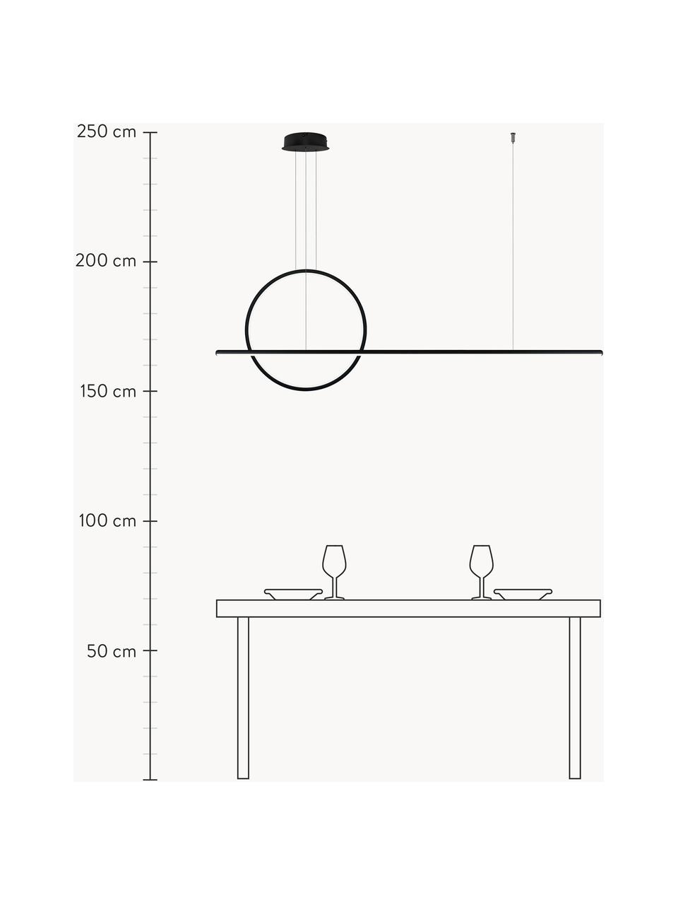 Große LED-Pendelleuchte Linea, Lampenschirm: Silikon, Metall, pulverbe, Baldachin: Metall, pulverbeschichtet, Schwarz, B 150 x H 40 cm