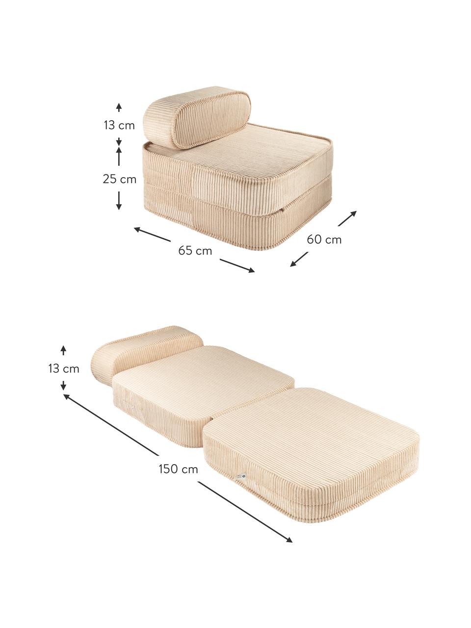 Kinder-Klappsessel Sugar aus Cord, Bezug: Cord (100 % Polyester), Cord Beige, B 60 x T 65 cm