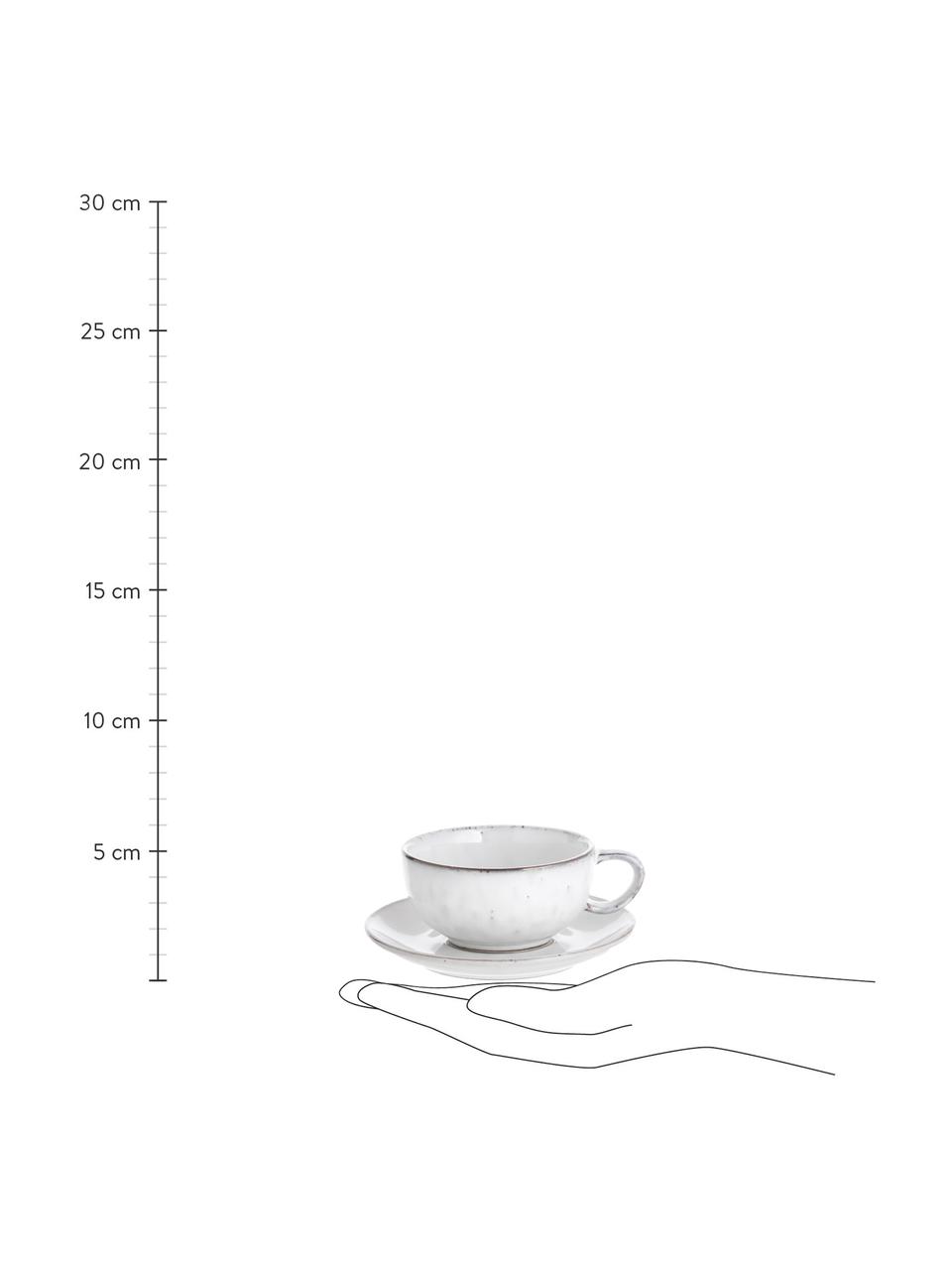 Tasse avec sous-tasse artisanale Nordic Sand, Grès cérame, Tons gris et beiges, Ø 11 x haut. 5 cm, 250 ml
