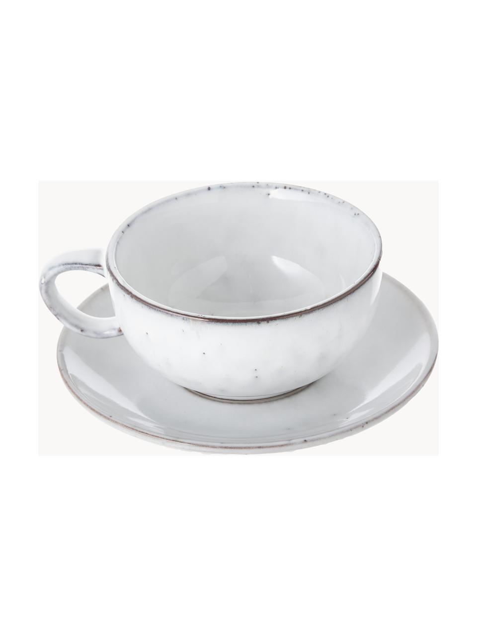 Tazza e piattino fatti a mano Nordic Sand, Gres, Grigio chiaro maculato, Ø 11 x Alt. 5 cm, 250 ml