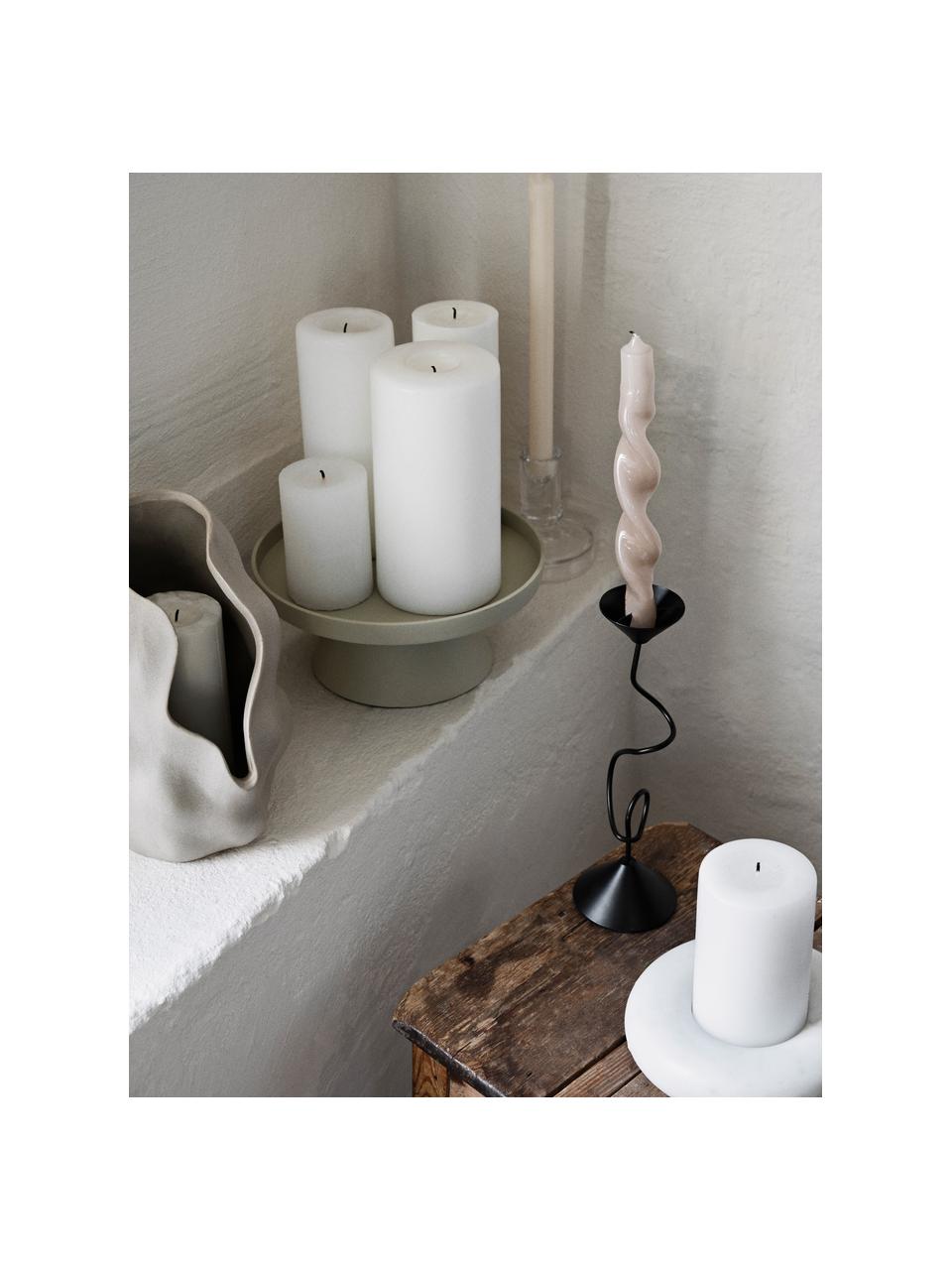 Ręcznie wykonany świecznik Hekla, W 24 cm, Kamionka, Greige, matowy, Ø 19 x W 24 cm