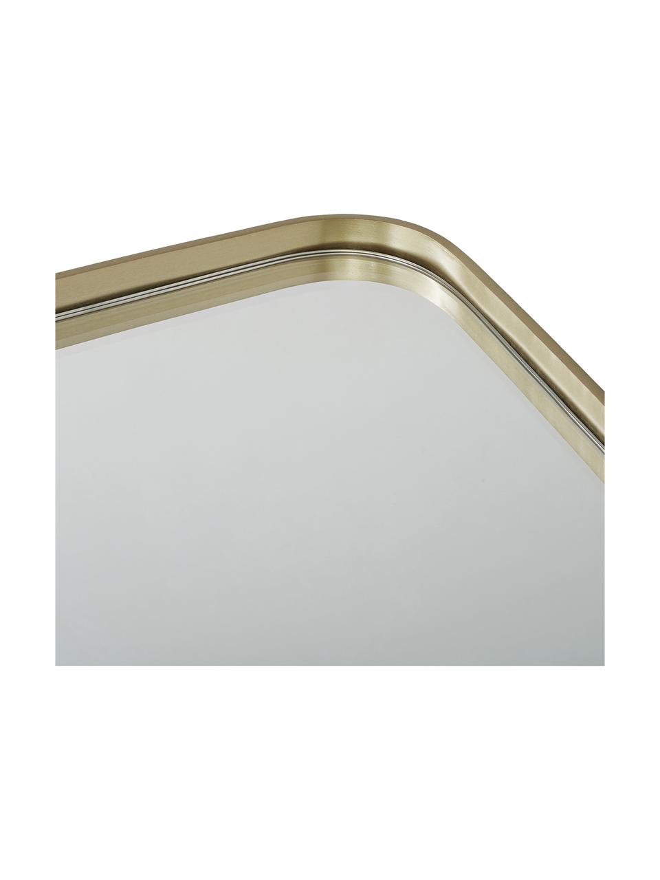 Eckiger Wandspiegel Adela mit Goldrahmen, Rahmen: Metall, vermessingt, Spiegelfläche: Spiegelglas, Rückseite: Mitteldichte Holzfaserpla, Messing, 50 x 76 cm