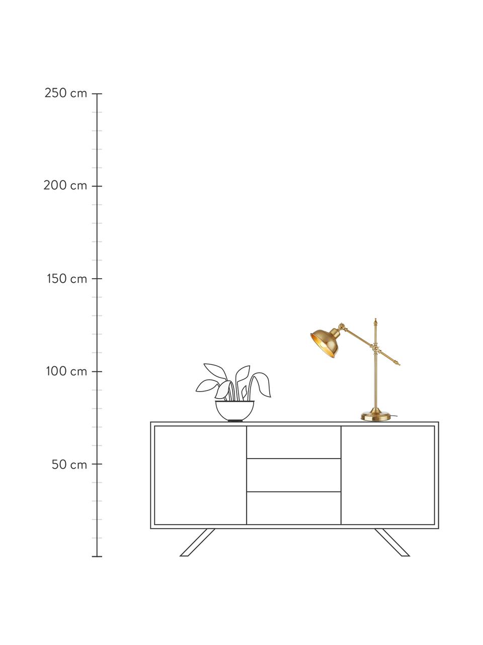 Große Retro-Schreibtischlampe Grimstad, Lampenschirm: Metall, Lampenfuß: Metall, Goldfarben, B 50 x H 56 cm