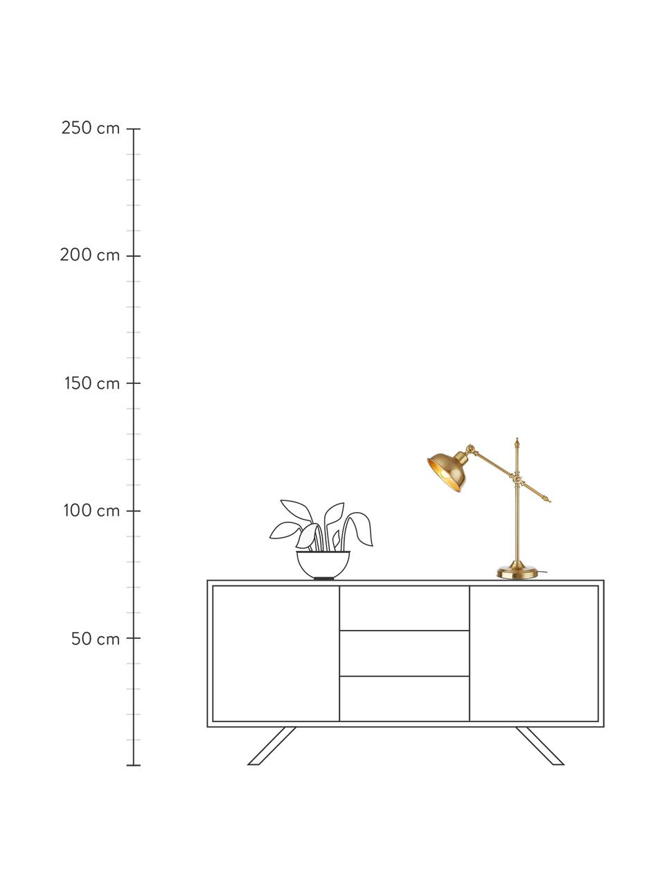 Grote retro bureaulamp Grimstad, Lampenkap: metaal, Lampvoet: metaal, Goudkleurig, B 50 cm x H 56 cm