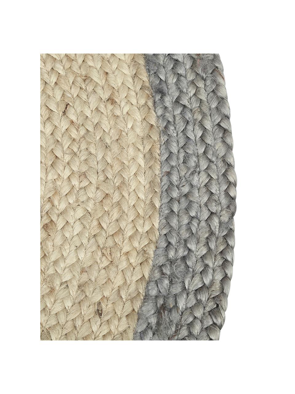 Alfombra redonda artesanal de yute Shanta, 100% yute

Como las alfombras de yute son ásperas al tacto, son menos adecuadas para el contacto directo con la piel., Beige, gris, Ø 140 cm (Tamaño M)