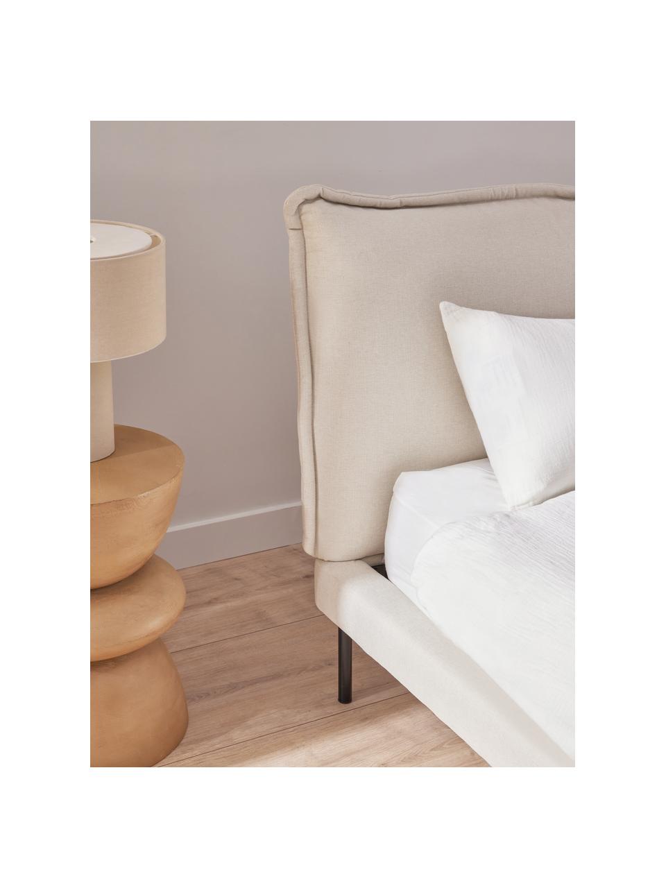 Gestoffeerd bed Amelia, Bekleding: 100 % polyester Met 40.00, Frame: multiplex, FSC-gecertific, Poten: hout, FSC-gecertificeerd,, Geweven stof beige, B 140 x L 200 cm