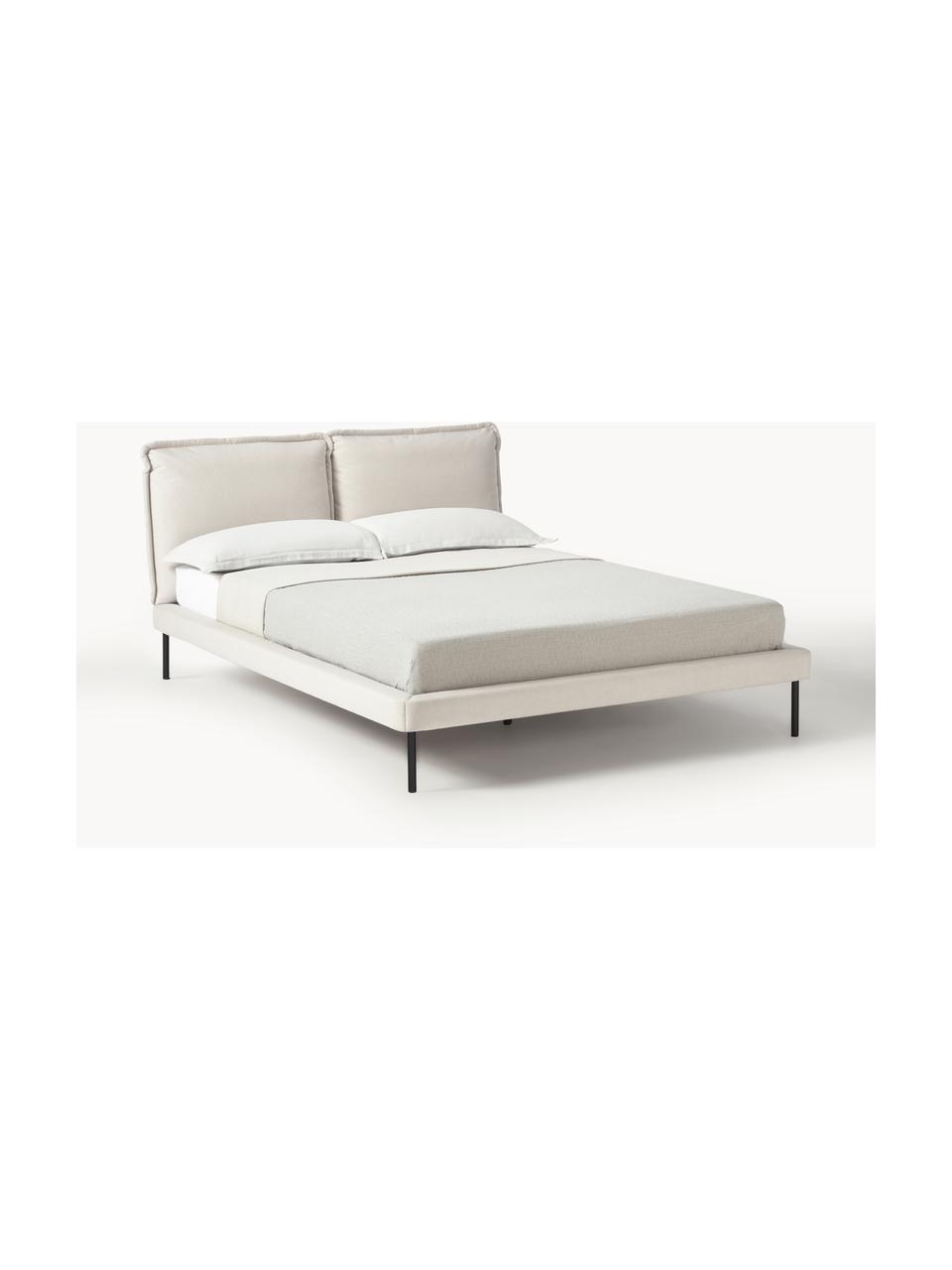 Cama tapizada Amelia, Tapizado: 100% poliéster Alta resis, Estructura: madera contrachapada, Patas: madera, plástico Este pro, Tejido beige claro, An 140 x L 200 cm