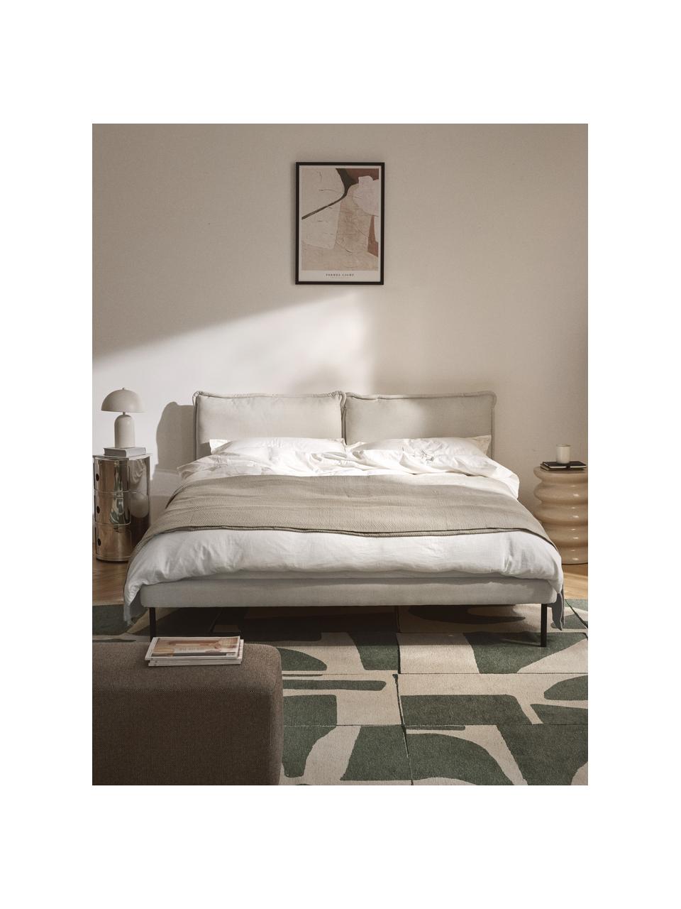 Cama tapizada Amelia, Tapizado: 100% poliéster Alta resis, Estructura: madera contrachapada, Patas: madera, plástico Este pro, Tejido beige claro, An 140 x L 200 cm