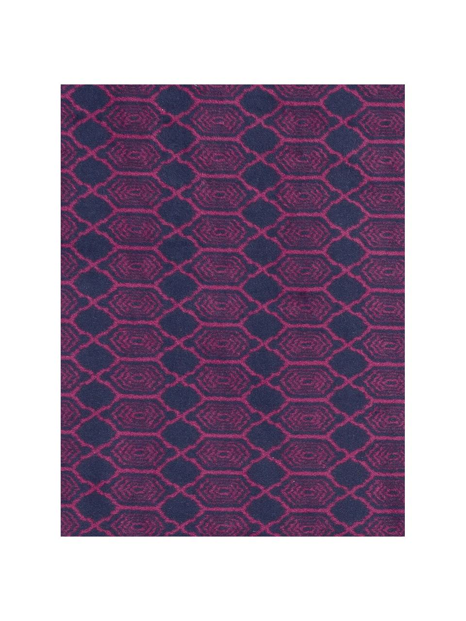 Plaid Blue Velvet, 50% cotone, 43% poliacrilico (dralon), 7% poliestere, Vino rosso, blu scuro, P 150 x L 200 cm