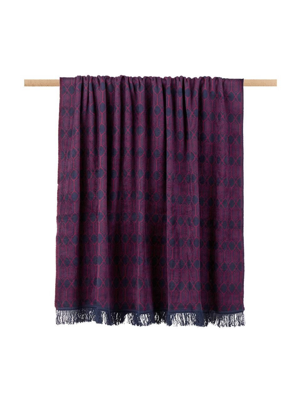 Plaid Blue Velvet, 50% Baumwolle, 43% Polyacryl (Dralon), 7% Polyester, Weinrot, Dunkelblau, 150 x 200 cm