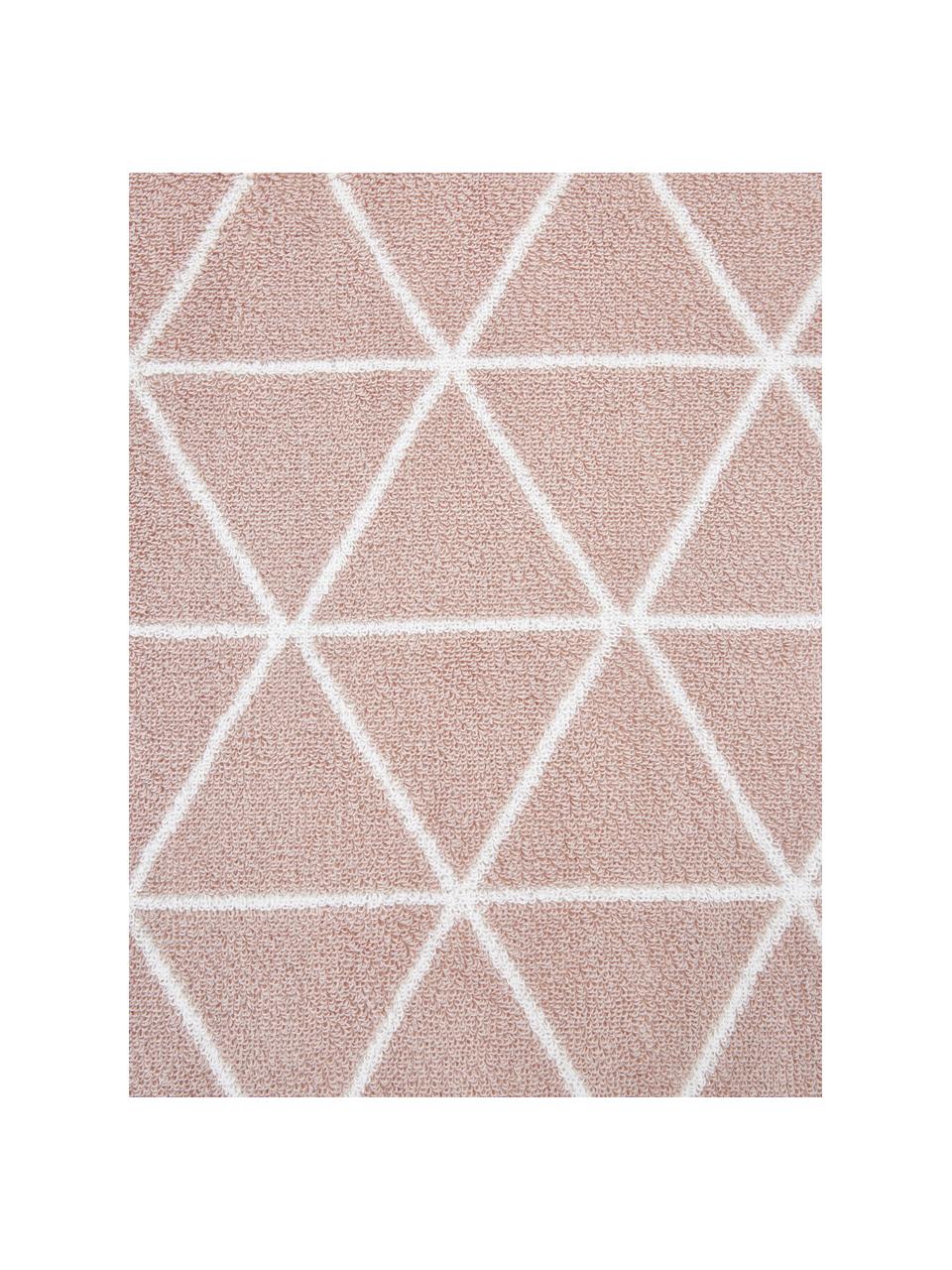Dubbelzijdige handdoekenset Elina met grafisch patroon, Roze & crèmewit, patroon, Douchehanddoek, B 70 x L 140 cm