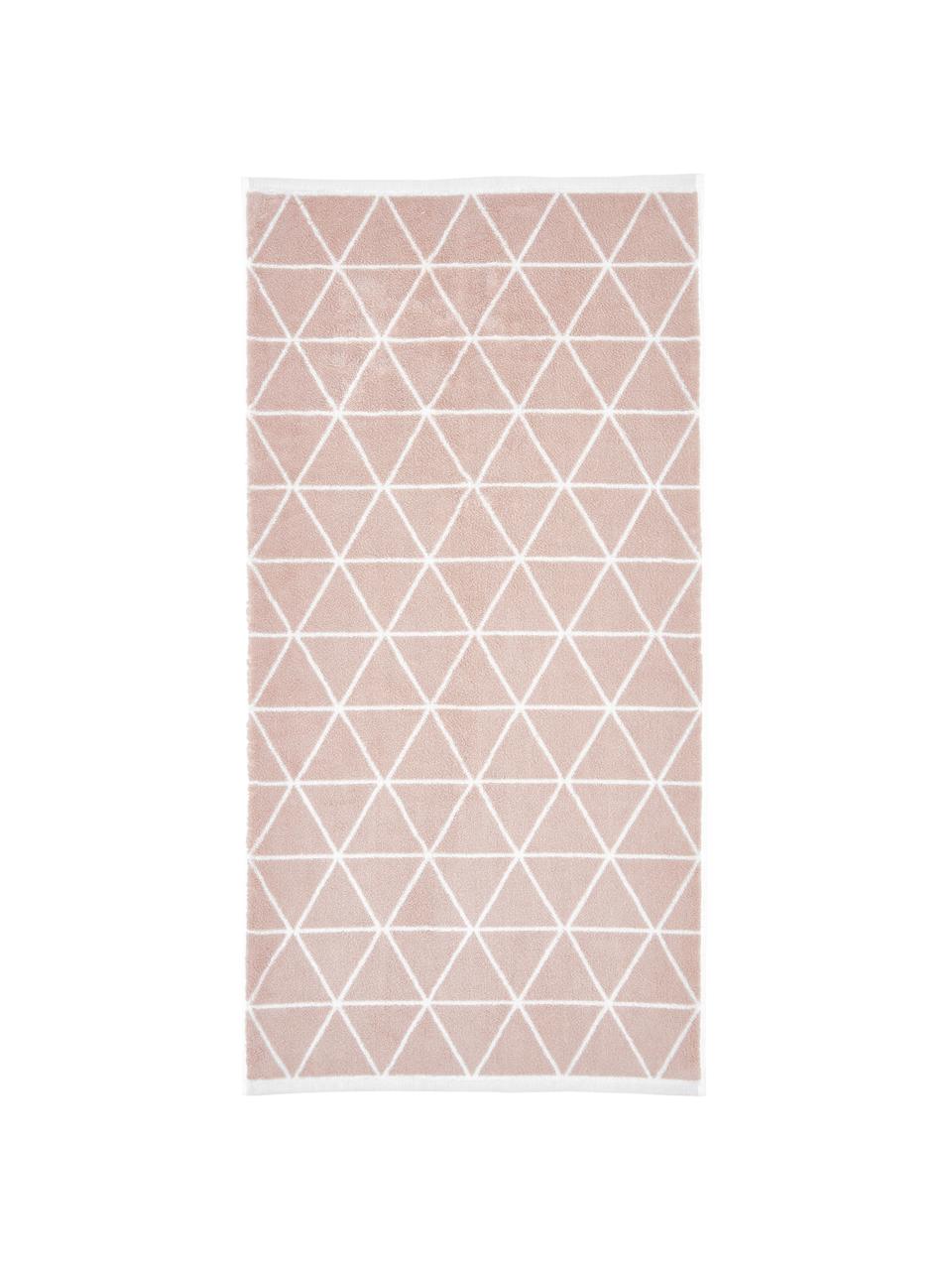 Asciugamano reversibile con motivo grafico Elina 2 pz, Rosa, bianco crema, Asciugamano, Larg. 50 x Lung. 100 cm, 2 pz