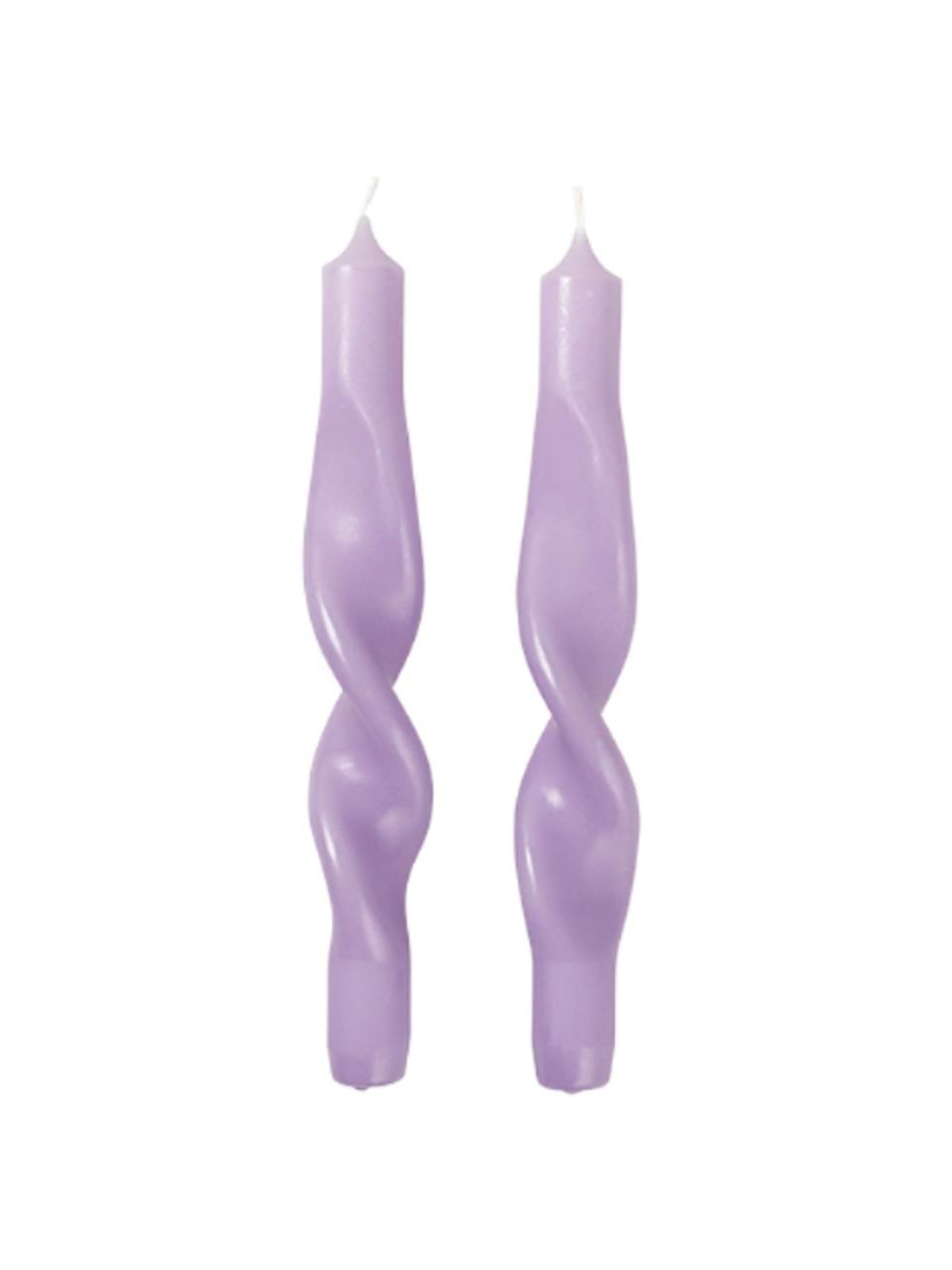 Candela a bastoncino Twist 2 pz, Cera, Lilla, Ø 2 x Alt. 23 cm